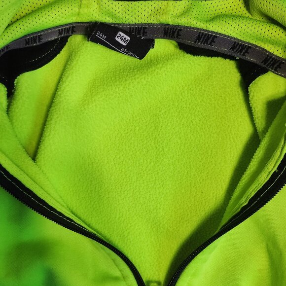 Nike Dri-fit full zip hoodie unisex kids size 24M black and neon green - Picture 4 of 10